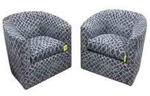 Sally Pair of Swivel Chairs in Montego Bay Ink