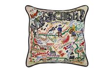 Massachusetts Hand-Embroidered Pillow