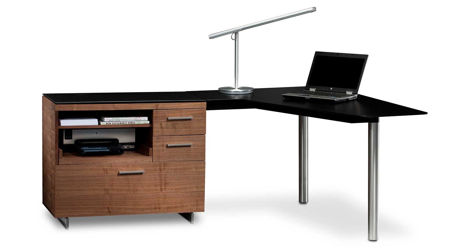 Sequel Peninsula Desk with Multifunction Cabinet