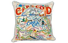 Cape Cod Hand-Embroidered Pillow