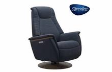 Max Medium Stressless Recliner with Power in Paloma Oxford Blue