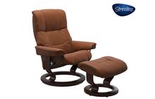 Mayfair Small Stressless Chair and Ottoman in Paloma New Cognac