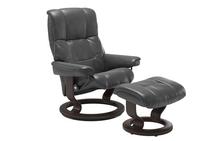 Mayfair Small Stressless Chair and Ottoman in Pioneer Grey