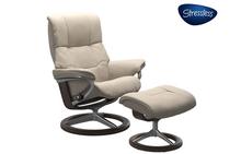 Mayfair Small Stressless Recliner and Ottoman with Signature Base in Fog