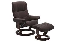 Mayfair Small Stressless Chair and Ottoman in Paloma Chocolate