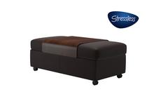 Stressless Double Ottoman and Table in Chocolate