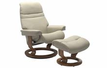 Sunrise Small Stressless Chair and Otto in Paloma Light Grey