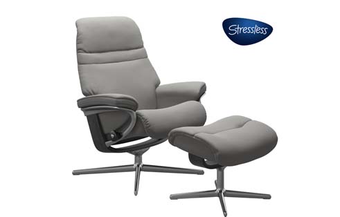 Sunrise Stressless Chair and Ottoman X-Base