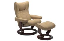 Wing Medium Stressless Chair and Otto in Paloma Sand