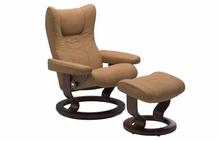 Wing Medium Stressless Chair and Ottoman in Paloma Taupe