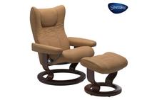 Wing Medium Stressless Chair and Ottoman in Paloma Taupe