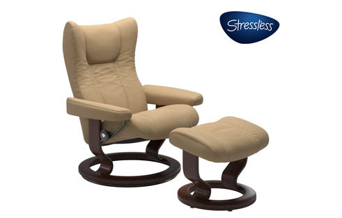 Wing Stressless Recliner and Ottoman