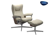 Wing Stressless Recliner and Ottoman X-Base