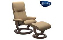 Admiral Medium Chair and Ottoman with Classic Base in Paloma Sand