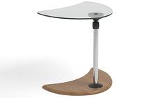 Alpha Side Table with Glass Top and Teak Base