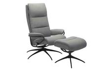 Tokyo Stressless Highback Chair and Ottoman in Paloma Silver Grey