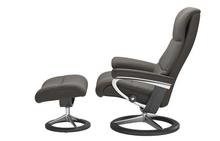 View Large Stressless Chair and Ottoman with Signature Base in Paloma Metal Grey