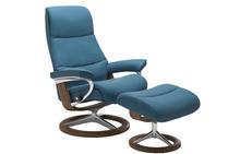 View Large Stressless Chair and Ottoman with Signature Base in Paloma Crystal Blue