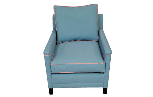 Paige Chair in Canvas Ocean with Contrast Welt