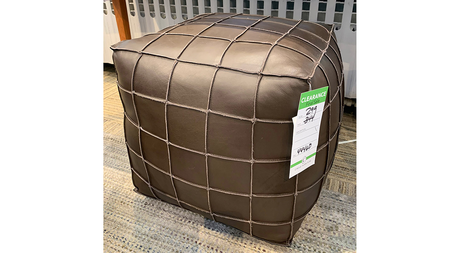 Circle Furniture Leather Pouf in Brown Circle Furniture Clearance