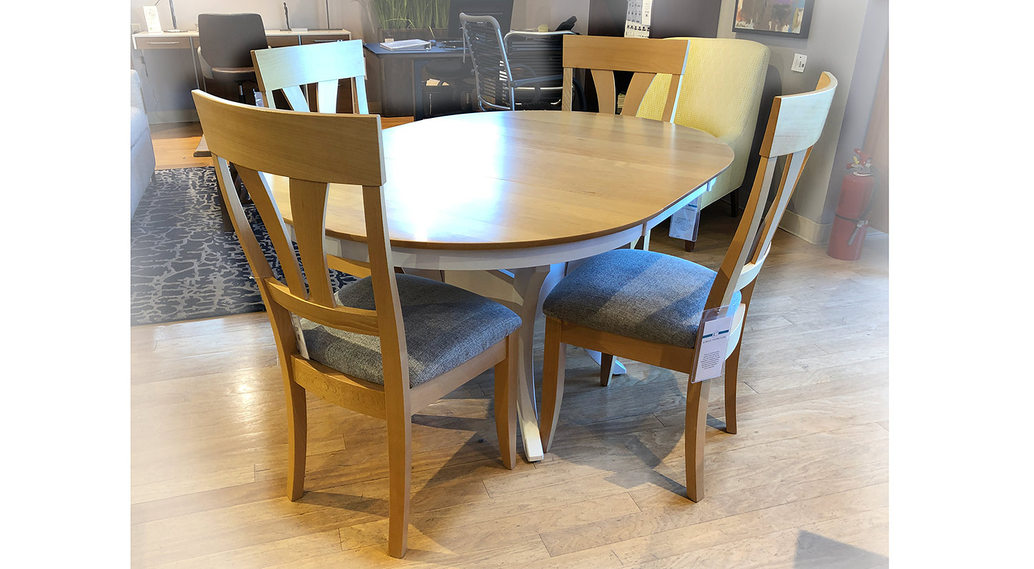 Crescent Table and 4 Chase Chairs