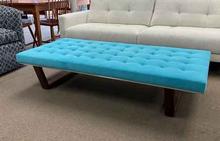 Edison Bench in Ultrasuede Robins Egg