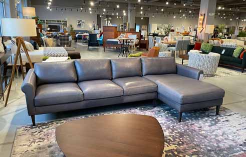 Personalize Studio Sectional with Rolled Arm in Haven Smoke