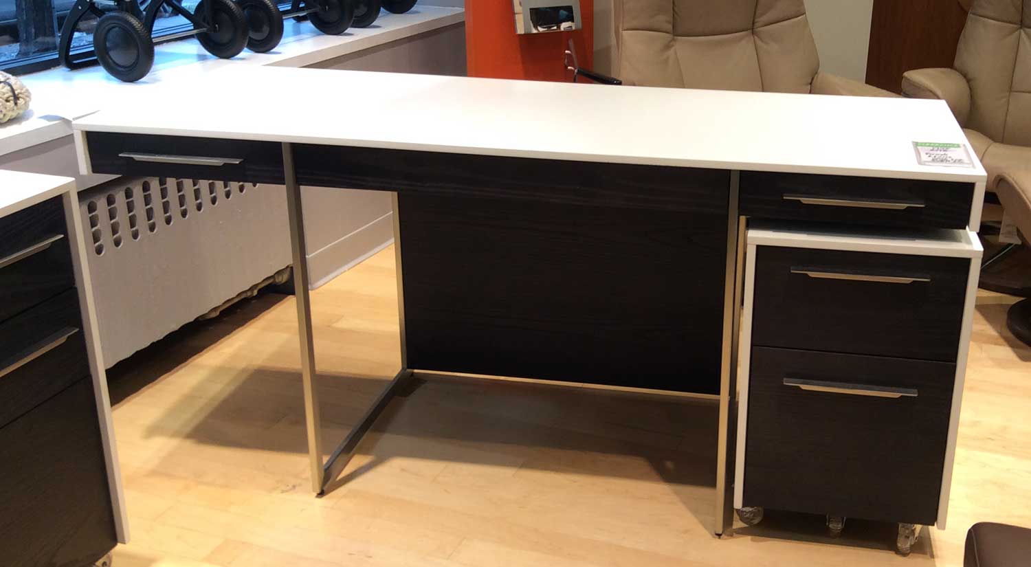 Format Desk and File in White and Charcoal