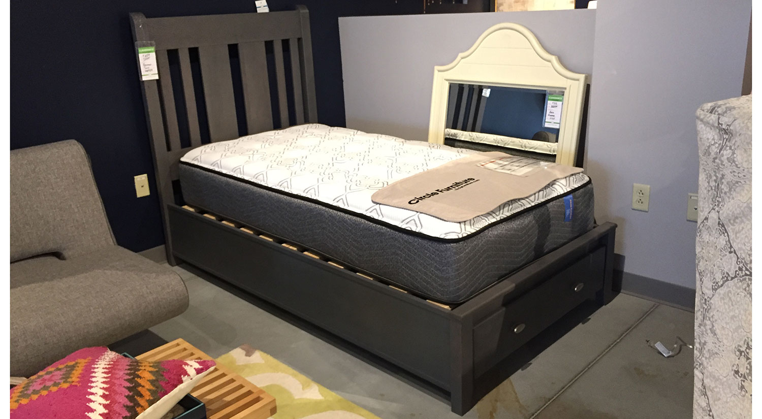 Rossport Twin Storage Bed in Storm Grey