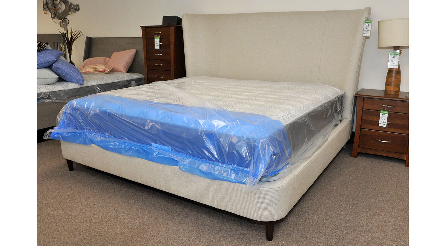 King Upholstered Wingback Bed