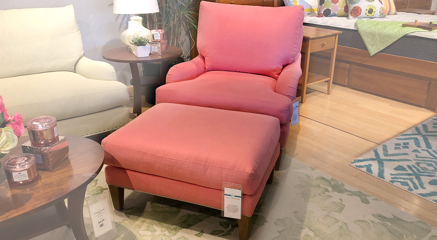Addie Chair and Ottoman in Apricot