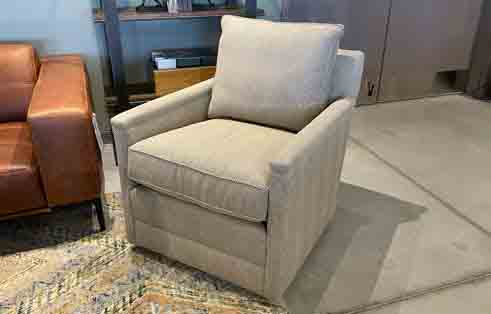 Paige Swivel Chair in Textured Sand by Lee Industries
