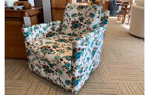 Paige Swivel Chair in Spring Teal by Lee Industries