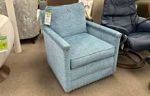 Paige Swivel Chair in Blue Island by Lee Industries