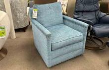 Paige Swivel Chair in Blue Island by Lee Industries