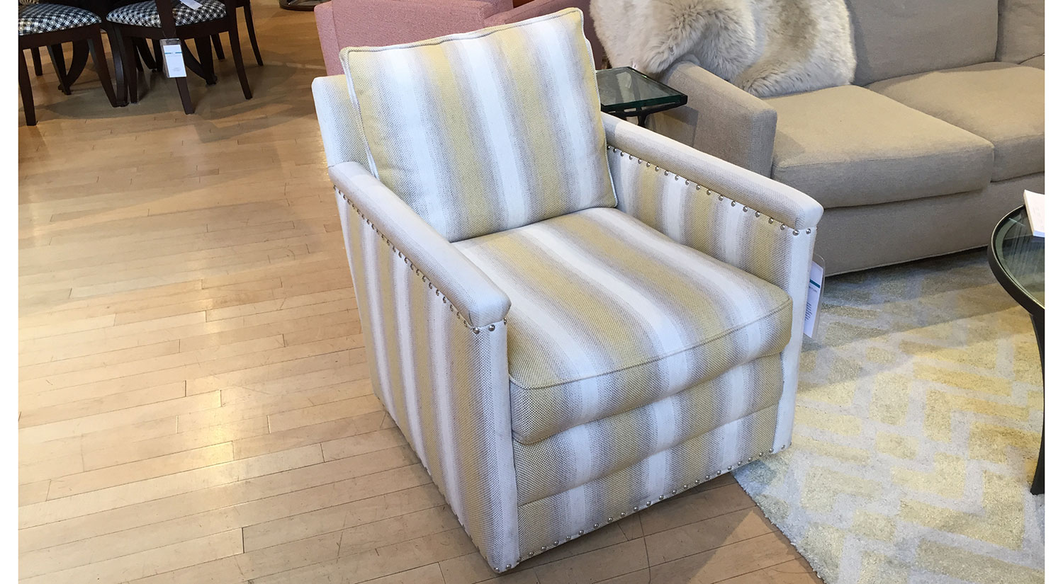 Paige Swivel Chair in Yellow Stripe