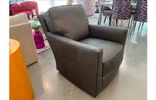 Piper Leather Swivel Chair in Elliot Charcoal by Lee Industries
