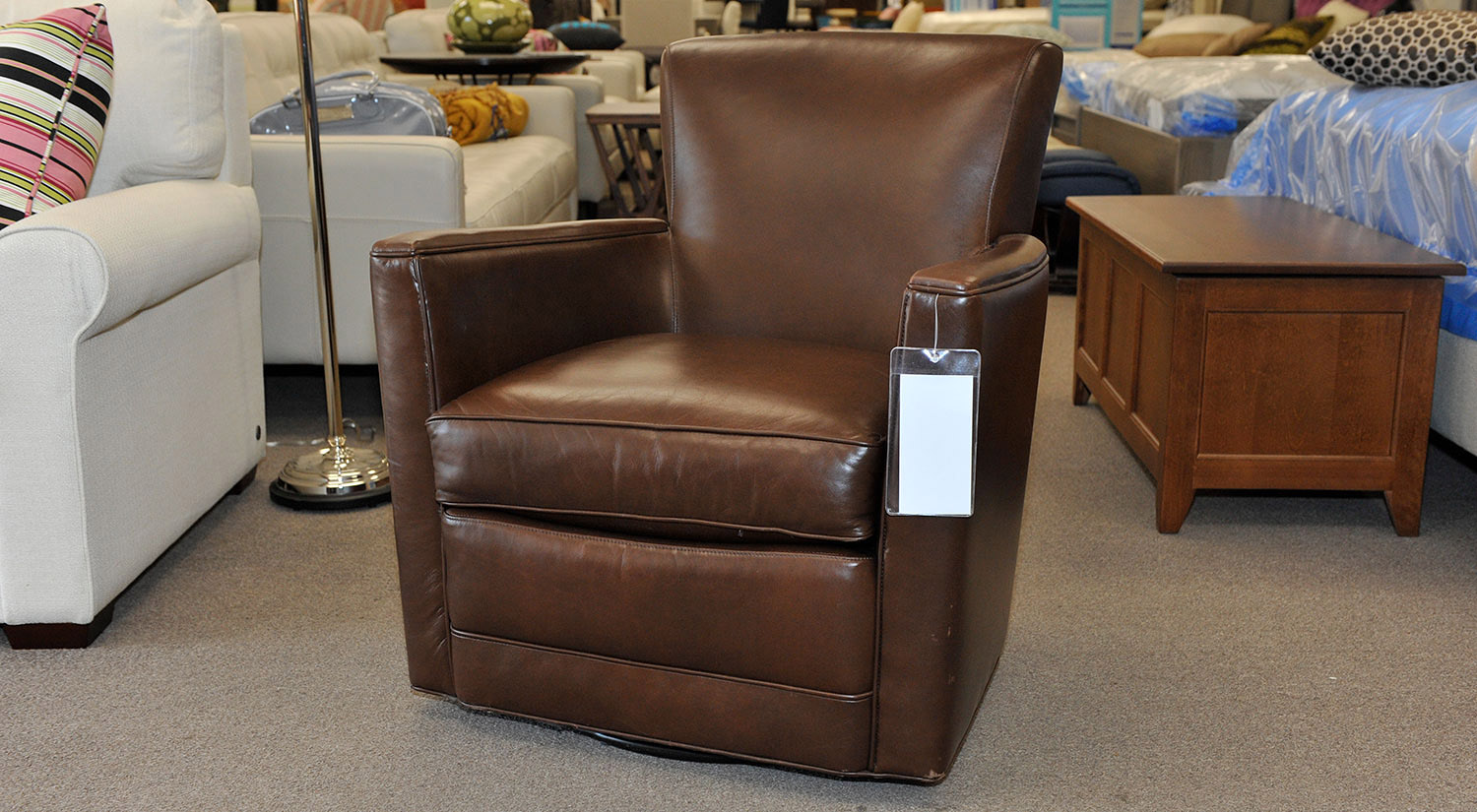 Trent Swivel Chair in Brown Leather