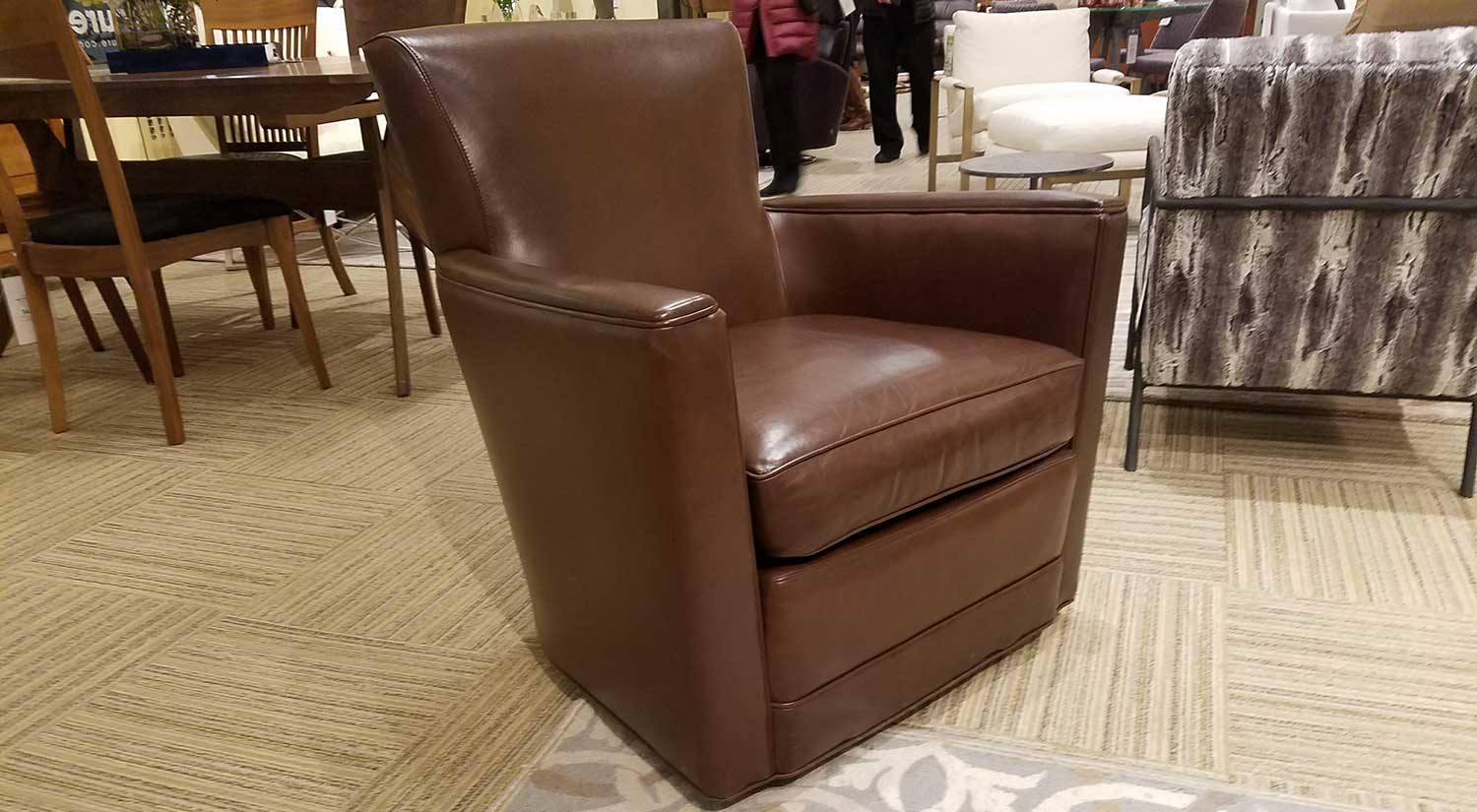 Trent Swivel Chair in Brown Leather