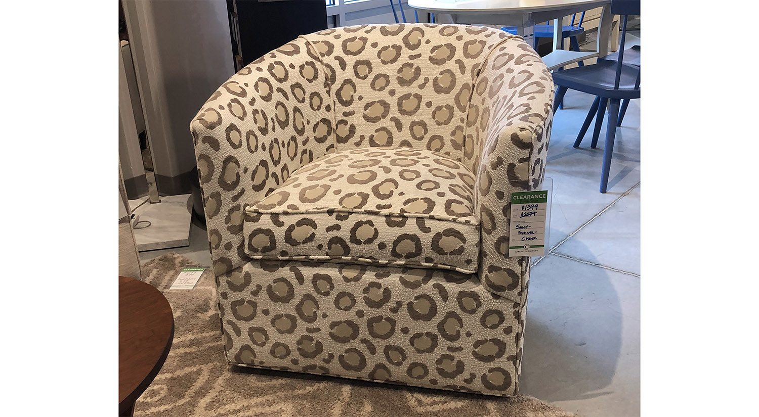 Circle Furniture Sally Swivel Chair in Leopard Clearance