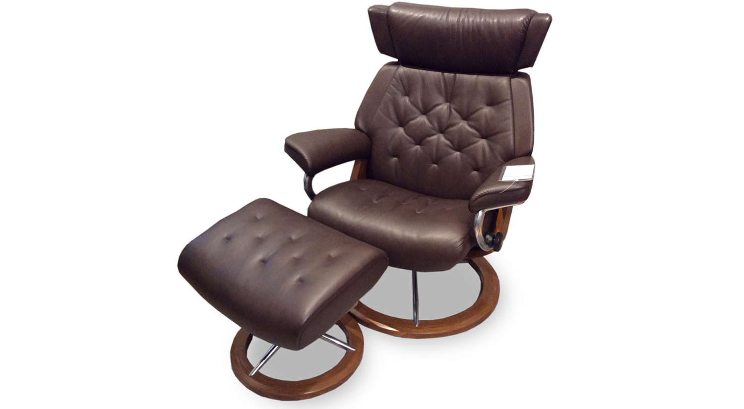 Skyline Stressless Chair and Ottoman in Chocolate