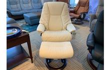 Live Large Stressless Chair and Ottoman in Paloma Vanilla