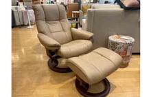 Mayfair Small Stressless Chair and Ottoman in Paloma Sand