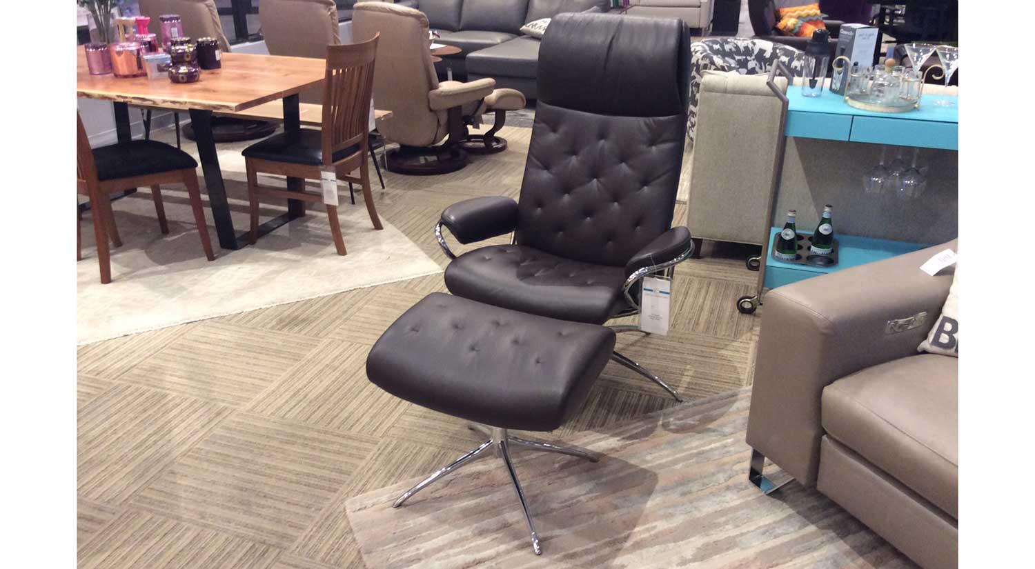 Metro Stressless Highback Chair and Otto in Mocha