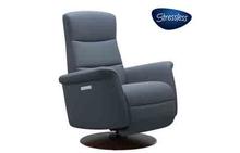 Mike Small Stressless Power Recliner in Paloma Sparrow Blue