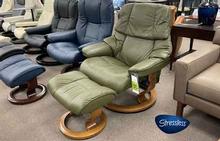 Reno Stressless Chair and Ottoman in Paloma Olive