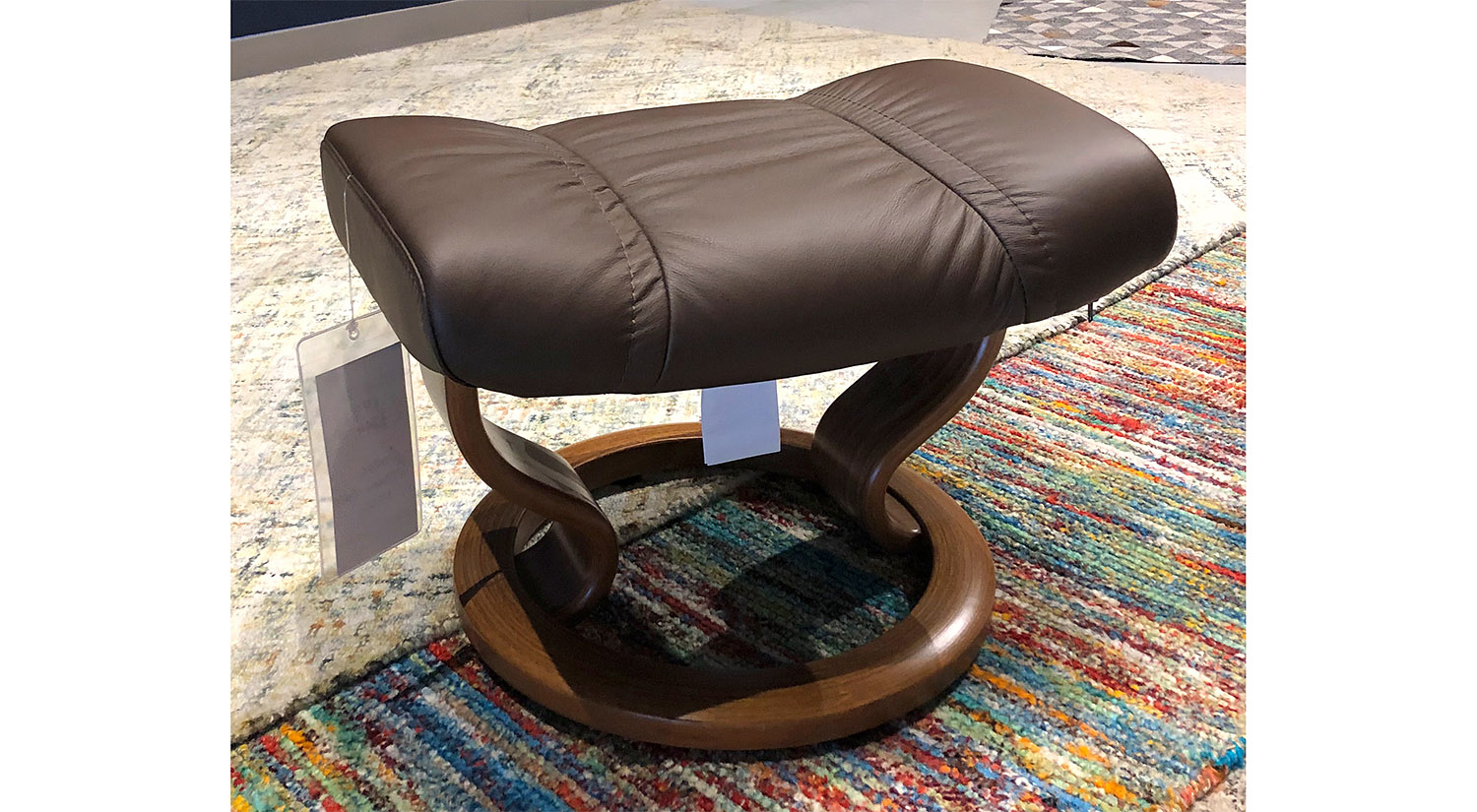 Circle Furniture Consul Stressless Ottoman Only in Brown Circle