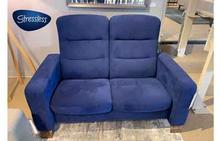 Wave Stressless Highback Loveseat in Ultrasuede Indigo