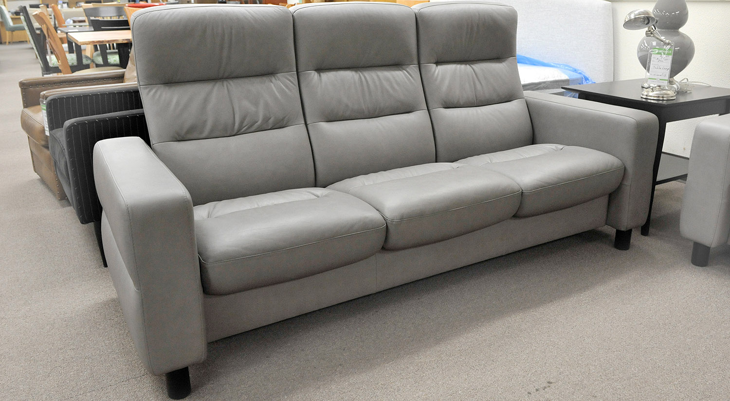 Circle Furniture Wave Stressless Highback Sofa in Grey