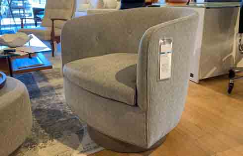 Roxy Swivel Chair in Fog Grey by Thayer Coggin